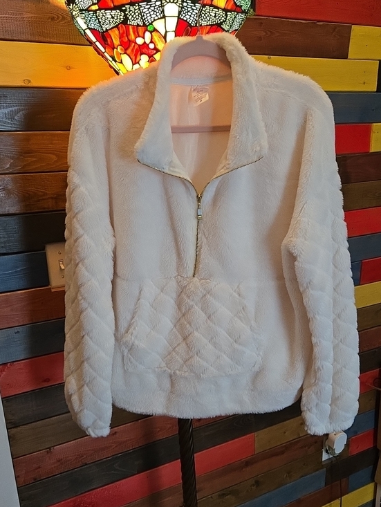 No Boundaries Jackets & Blazers - No Boundaries Cream Teddy Half-Zip Jacket🤍 Size XL